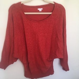 🎃 Batwing long sleeve long red/orange top scoop